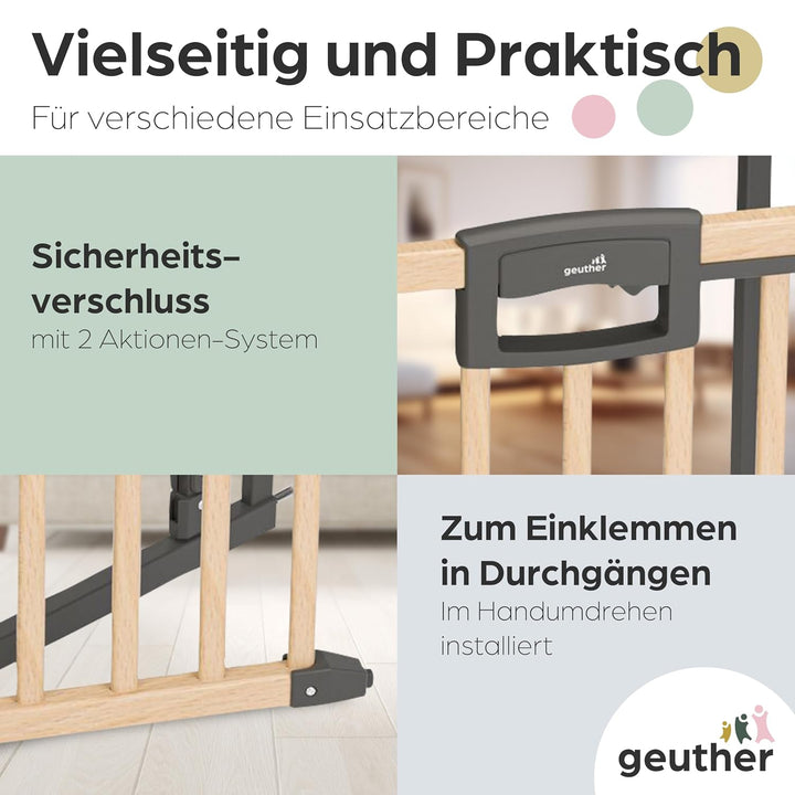 Geuther Türschutzgitter Easylock Plus | Treppenschutzgitter ohne Bohren Breite 104,5-112,5 cm | Türg