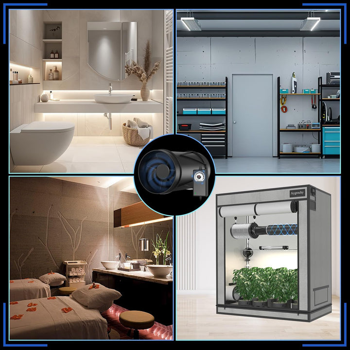 Aygrochy Rohrventilator 100mm, EC-Motor Rohrlüfter, Ausgestattet mit Steckdose, die über Timer, nach