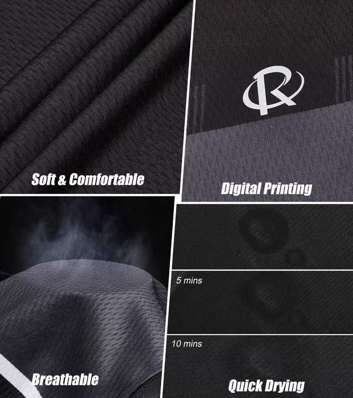 ROTTO Herren Radtrikot Fahrradtrikot Langarm Rennrad Trikot Farbverlauf Reihe 01 Schwarz Grau XS, 01