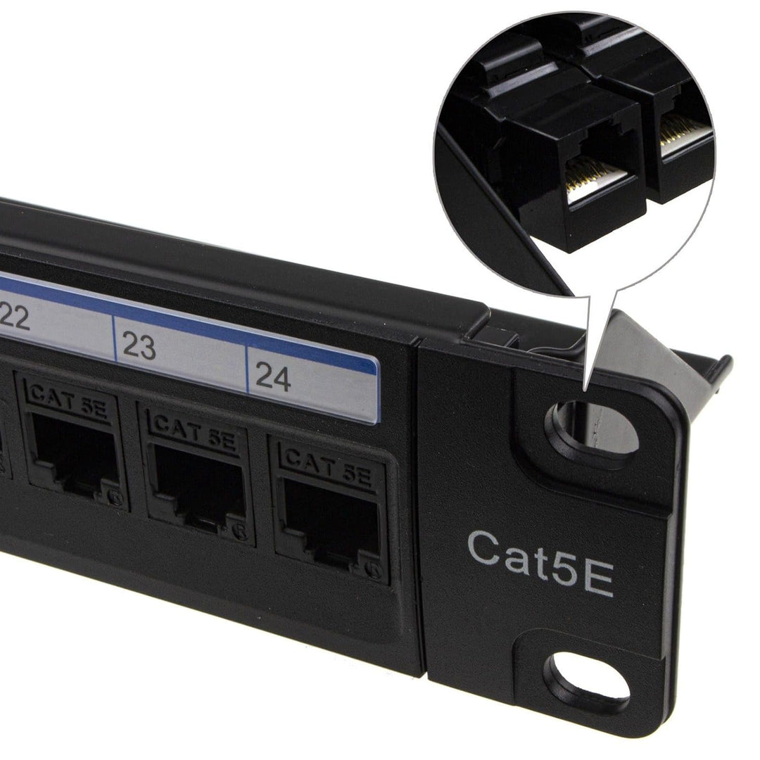 kenable 24 Port RJ45 CAT5e Bei Leine Pass Durch Kupplung 19 inch Patchkabel Panel [Cat5E], Cat5E