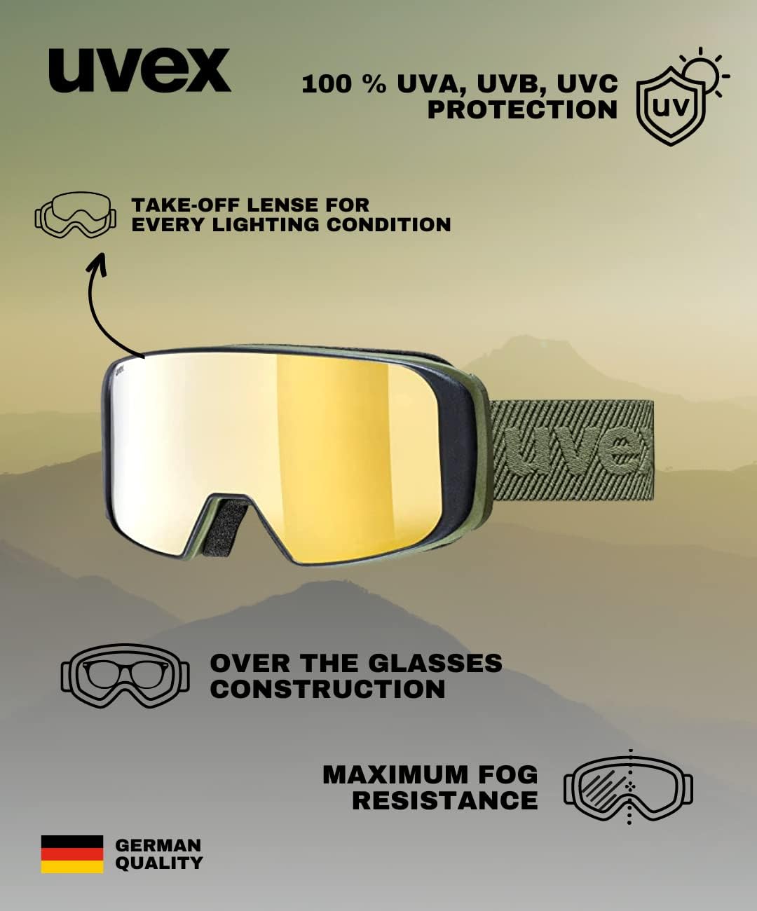 uvex Unisex Saga To Skibrille (1er Pack) Einheitsgrösse croco mat/gold-LGL clear, Einheitsgrösse cro