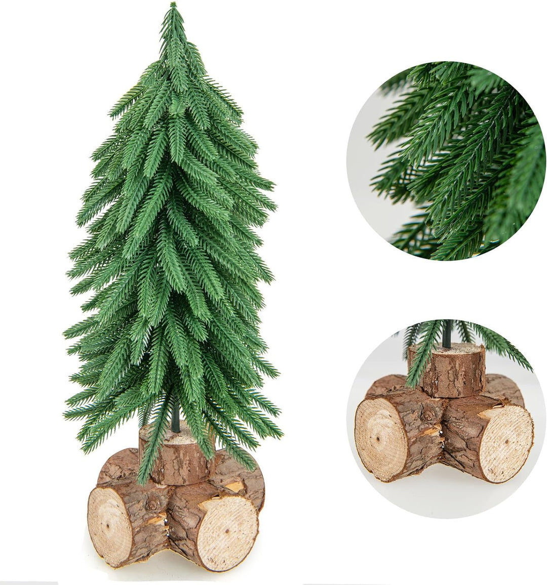 GOPLUS Mini-Weihnachtsbaum 40cm, Künstlicher Tannenbaum auf Holzfuss mit 200 PE-Zweigspitzen, Kleine