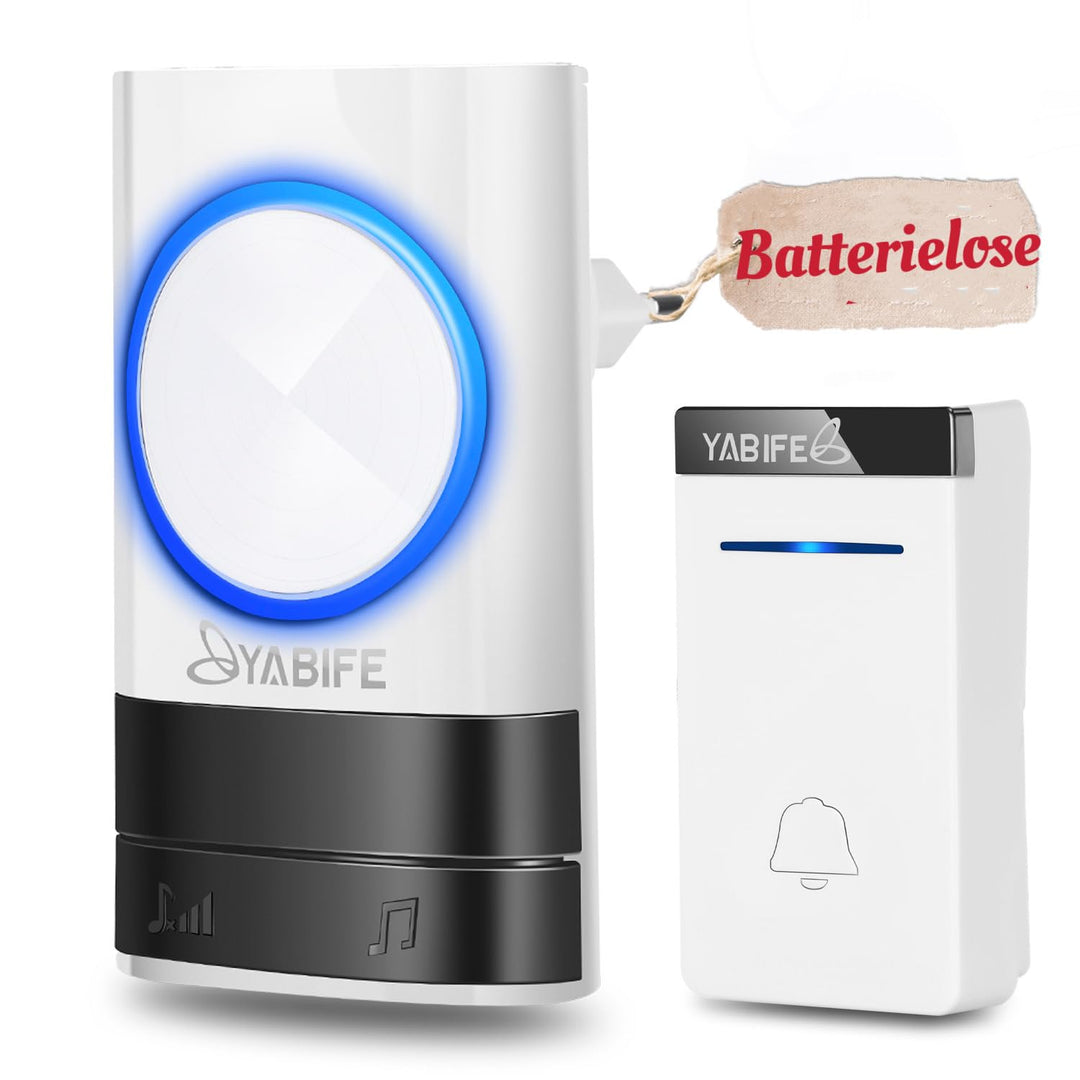 Funk Turklingel Batterielose,IP44 Funkklingel Aussen Wasserdicht,Schnurlose Türklingeln zum Einsteck