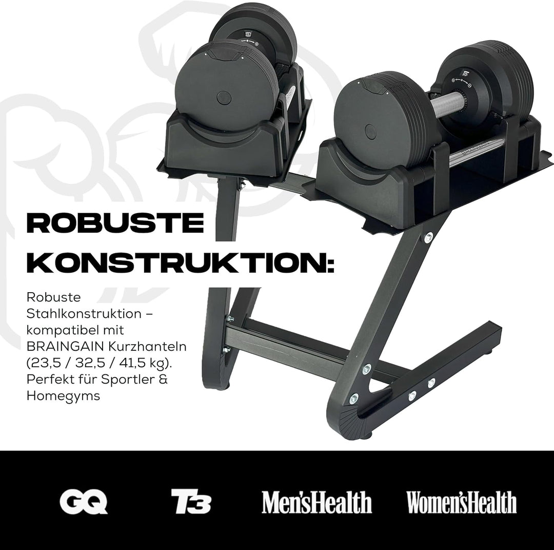 BRAINGAIN Rack Compatible 23.5kg 32.5kg 41.5kg Chrome Black Adjustable Dumbbells Stand Home Gym Equi