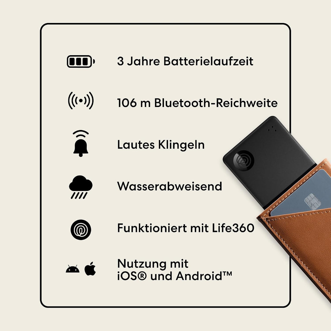 Tile by Life360 Slim (2024) – Geldbörsenfinder, Bluetooth-Tracker und Gegenstandsfinder für Gepäckan