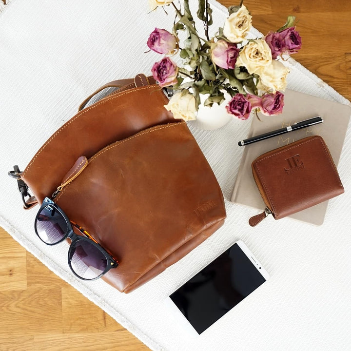 LECONI kleine Umhängetasche Damen Schultertasche Handtasche Freizeittasche Damentasche Ledertasche v