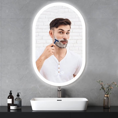 Badspiegel YOLEO Oval mit LED-Beleuchtung, Badezimmerspiegel Dimmbar 70x50cm, Beschlagfreier Wandspi