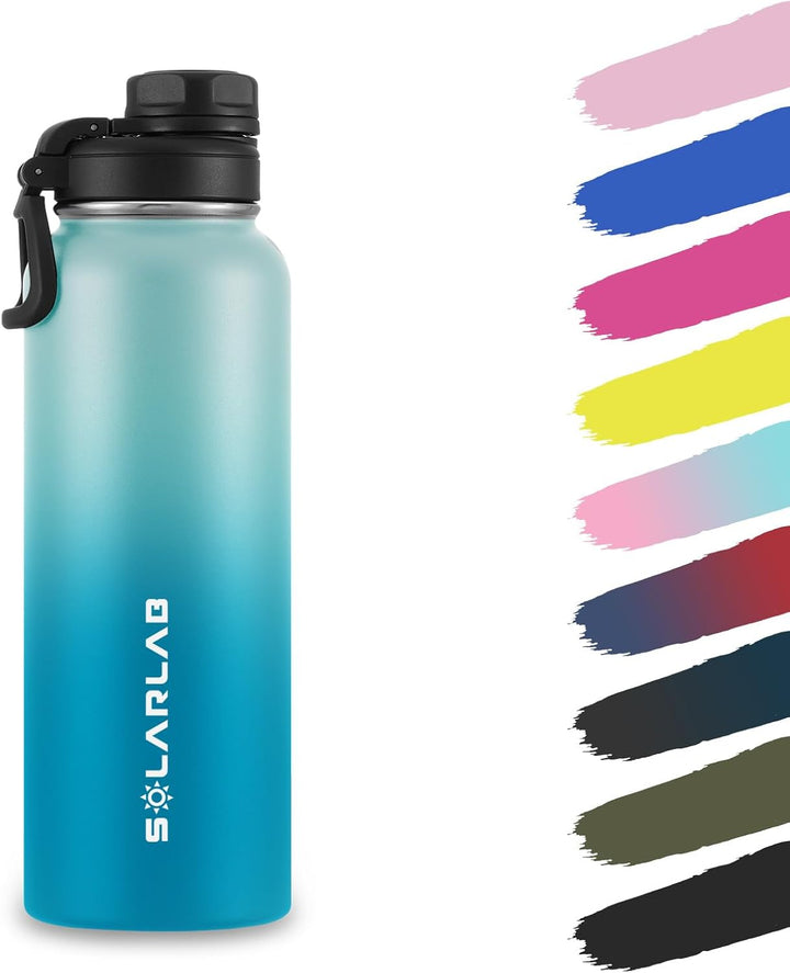 SOLARLAB Trinkflasche edelstahl - Thermoflasche Isolierflasche Thermoskanne 1l für heisse und kalte