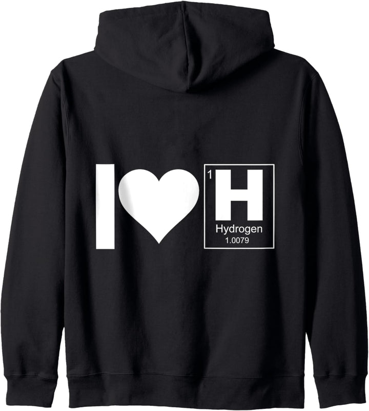 Ich liebe Wasserstoff Symbol H Clean Energy Hybrid Auto Kapuzenjacke