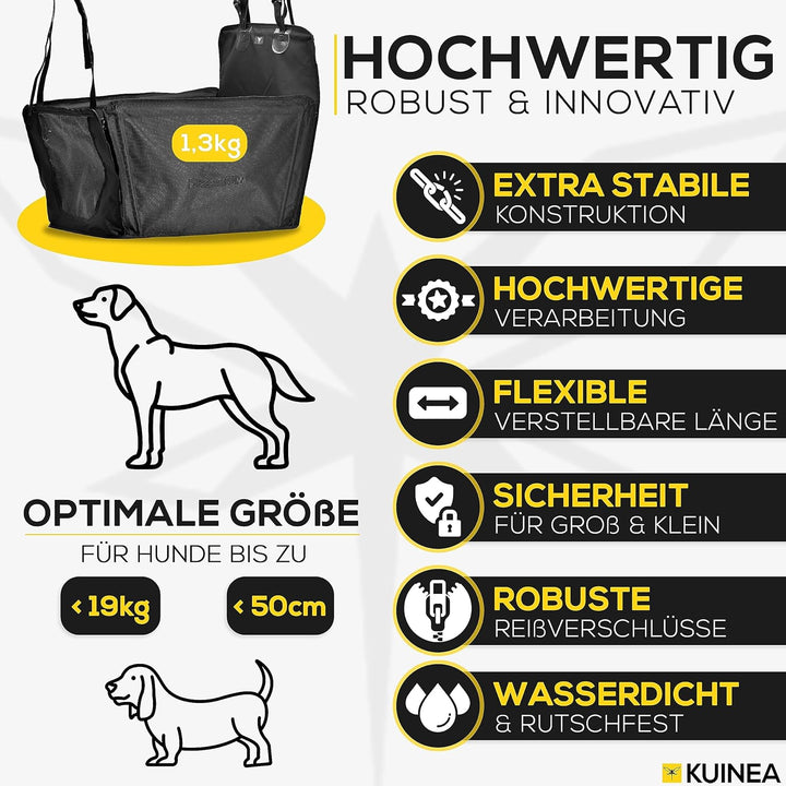 KUINEA Hundesitz Auto Rückbank mit GRATIS Hundegurt für Auto - für kleine bis mittelgrosse Hunde - P