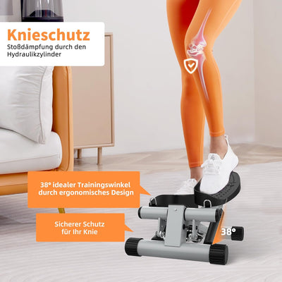 Niceday Mini Stepper für Zuhause | Up-Down Swing Stepper mit Power Ropes | Stepper Hometrainer mit L