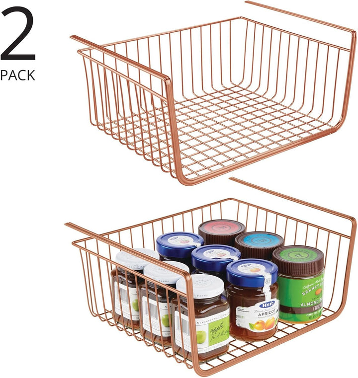 mDesign 2er-Set Hängekorb aus rostbeständigem Metall – grosser Aufbewahrungskorb für Küche und Vorra