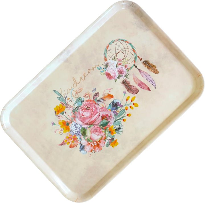 Lashuma Serviertablett für Kaffee, buntes Küchentablett Traumfänger 45x31 cm 45 x 31 x 3 cm Traumfän