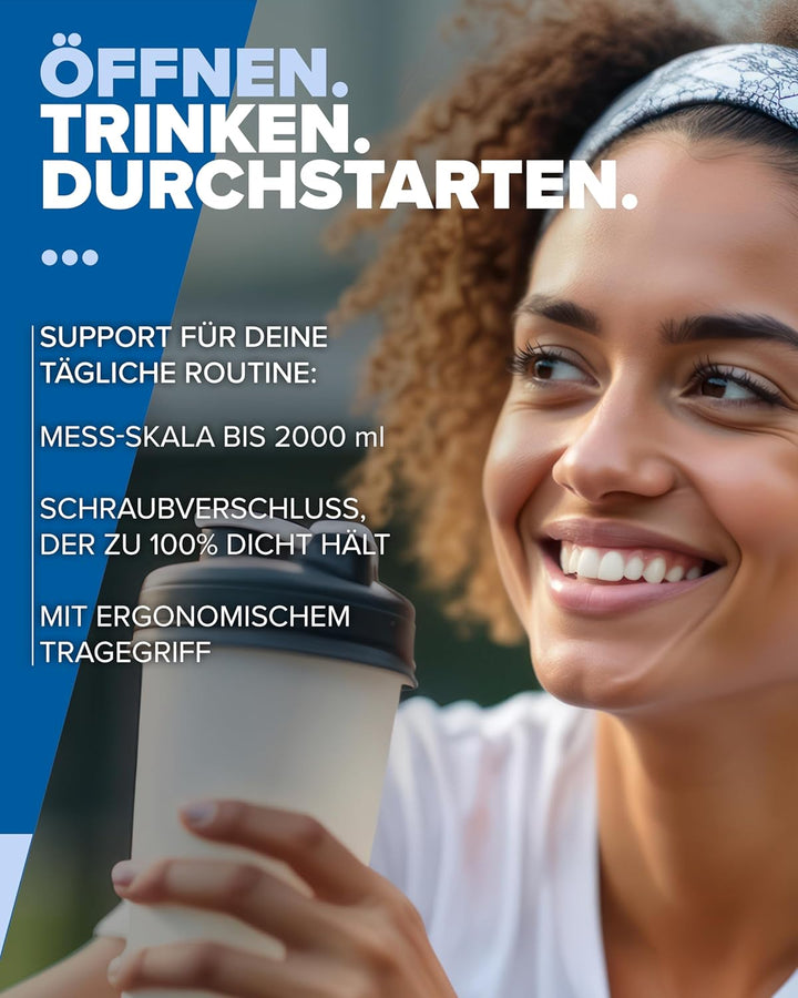 IronMaxx Water Gallon - Blau 2200ml | BPA & DEHP frei | auslaufsichere Trinkflasche mit Messskala |