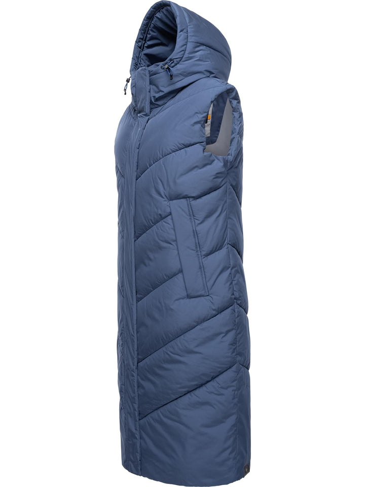 Ragwear Damen warme wasserdichte Winter Steppweste mit Kapuze Suminka Vest XS-6XL, Indigo Blue