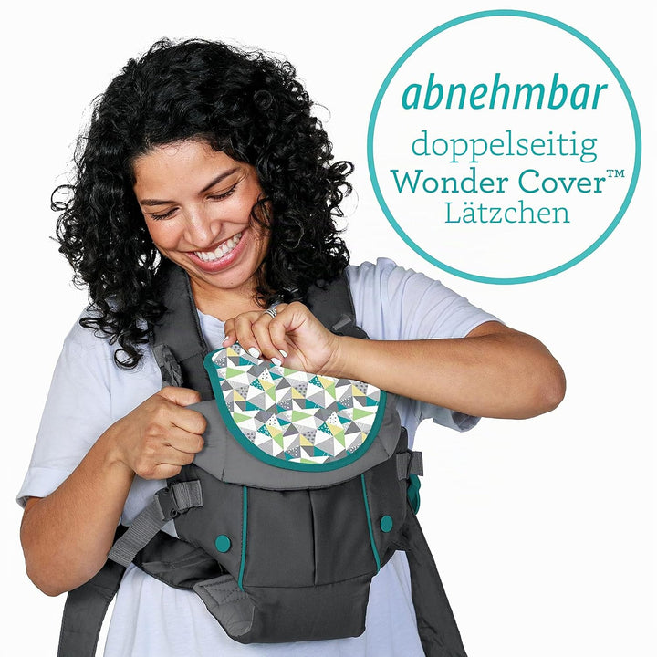 Infantino Swift Classic Babytrage, 2 Tragepositionen mit Wonder Cover Lätzchen, verstellbare Gurte,