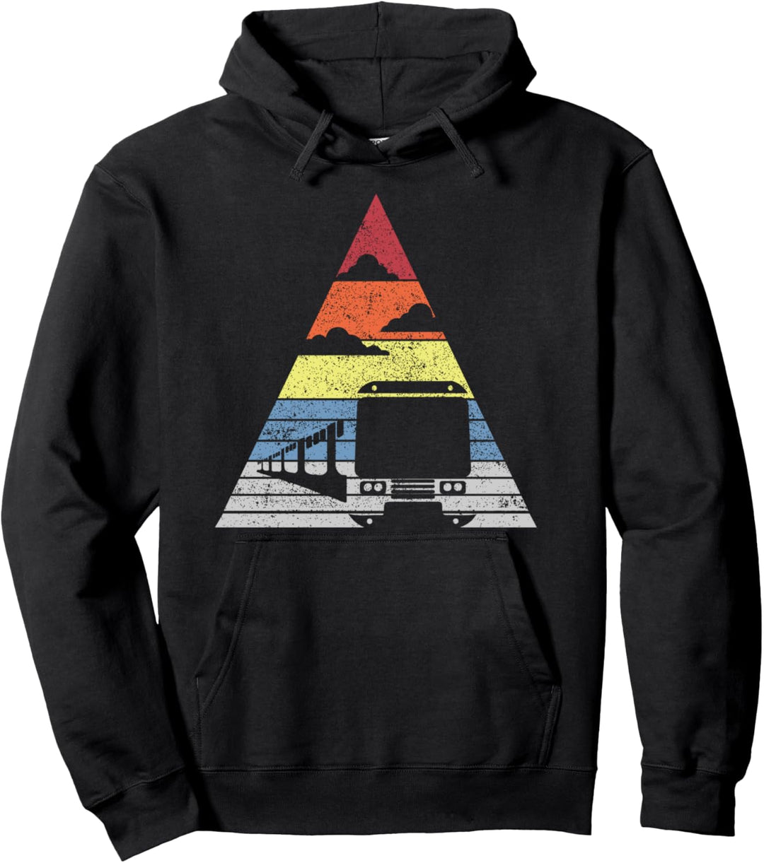 Zug Eisenbahn Strassenbahn Vintage Retro Sonnenuntergang Pullover Hoodie