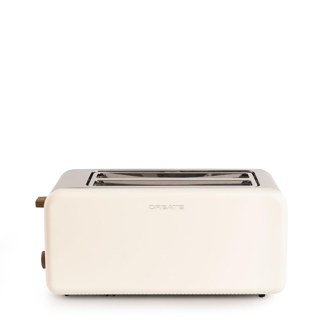 CREATE/TOAST RETRO XL/Toaster Cremeweiss / 6 Leistungsstufen, Krümelschublade, Thermostat, Auftauen,