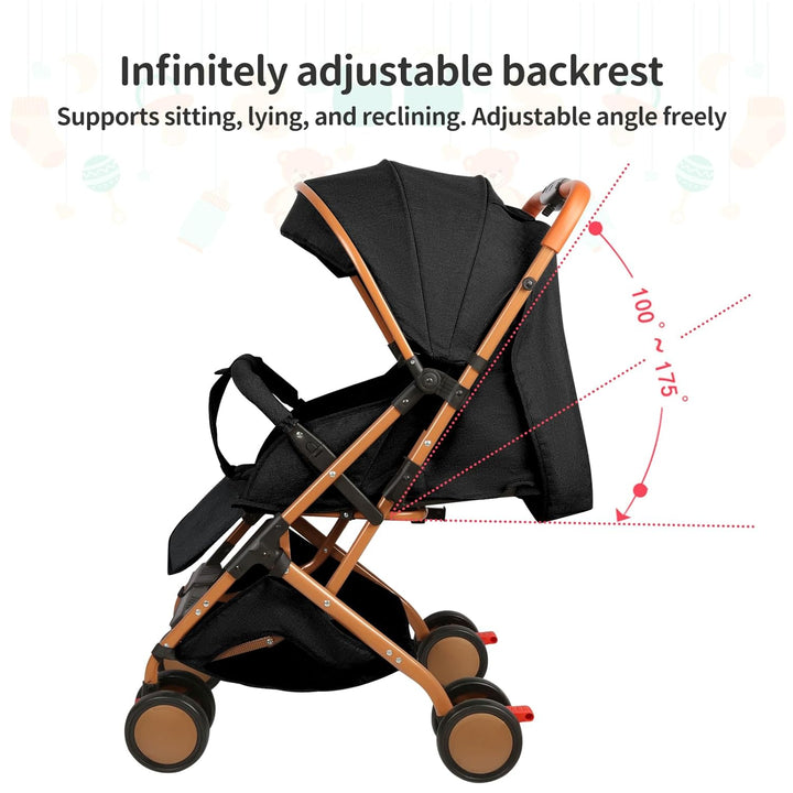 OHMG Kinderwagen, 0 – 4 Jahre, 0 – 22 kg, leicht und kompakt, verstellbare Rückenlehne, 5-Punkt-Gurt