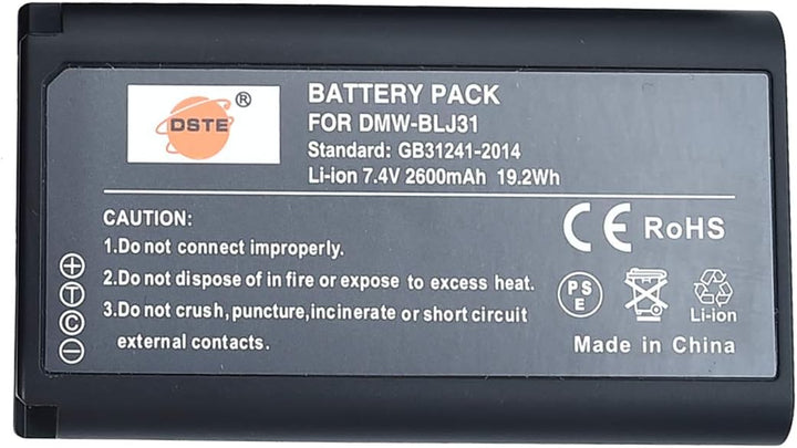 DSTE® Full Coded (2 Pack) DMW-BLJ31 Ersatz Batterie und DC174E Reise Ladegerät Compatible für DMW-BL
