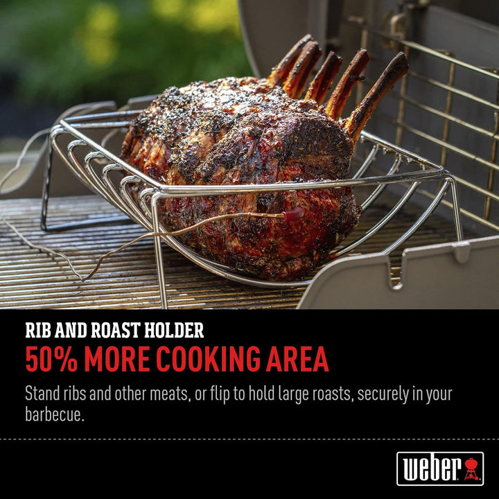 Weber 6469 Original Rib and Roast Holder &amp; 17664 Räucherchips für Schweinefleisch, 700g, Räuchern, A