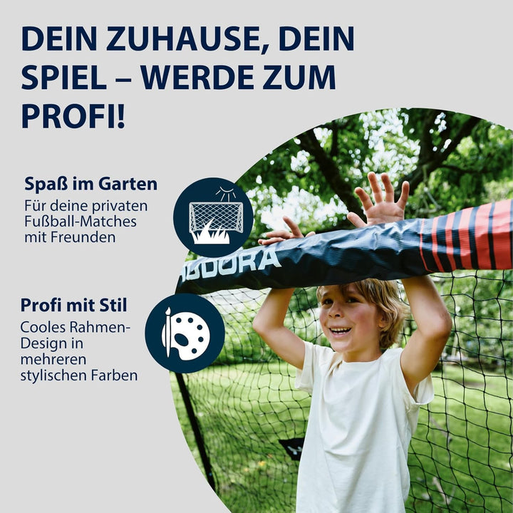 HUDORA Fussballtor Pro Tect Advanced – Outdoor Fussballtor mit Netz und wetterfester Ummantelung für
