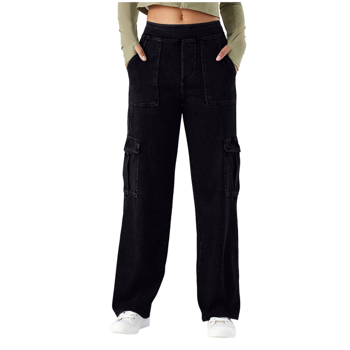 Wide Leg Jeans Damen Cargohose Sommerhosen Leicht Stretch Latzhose Bequeme High Waist Weites Bein Ba