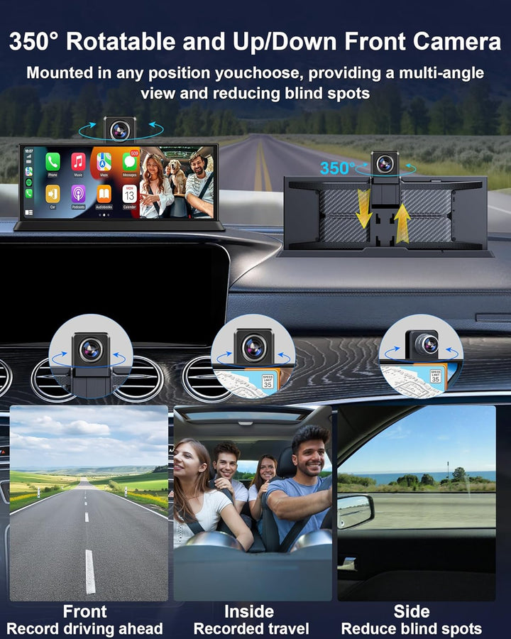 11,26 Zoll Carplay Display 4K Carplay Android Auto Display mit 350° Frontkamera 64G SD Karte Auto Di