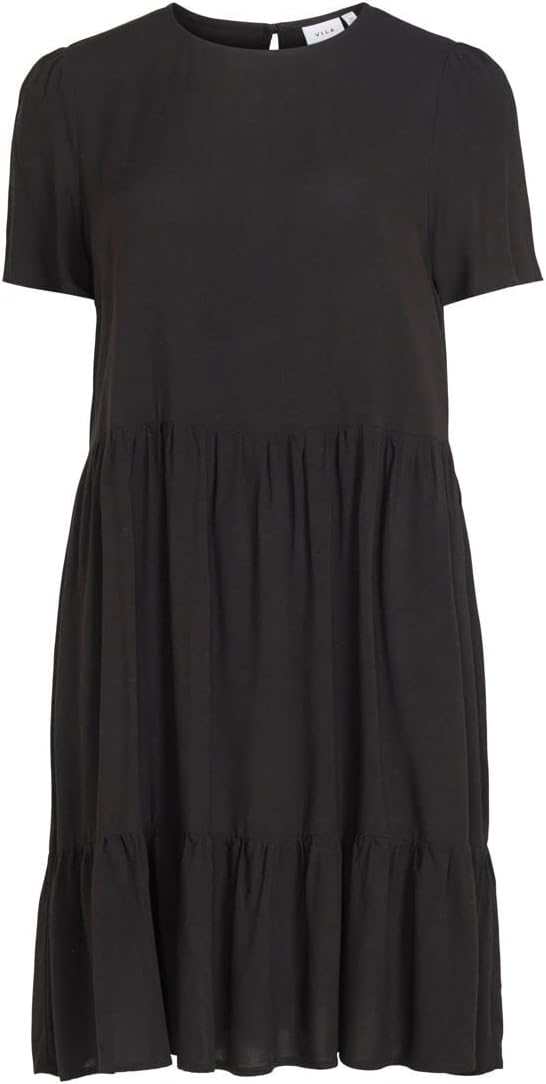 Vila Damen Vipaya S/S Dress-Noos Kleid 40 Schwarz, 40 Schwarz