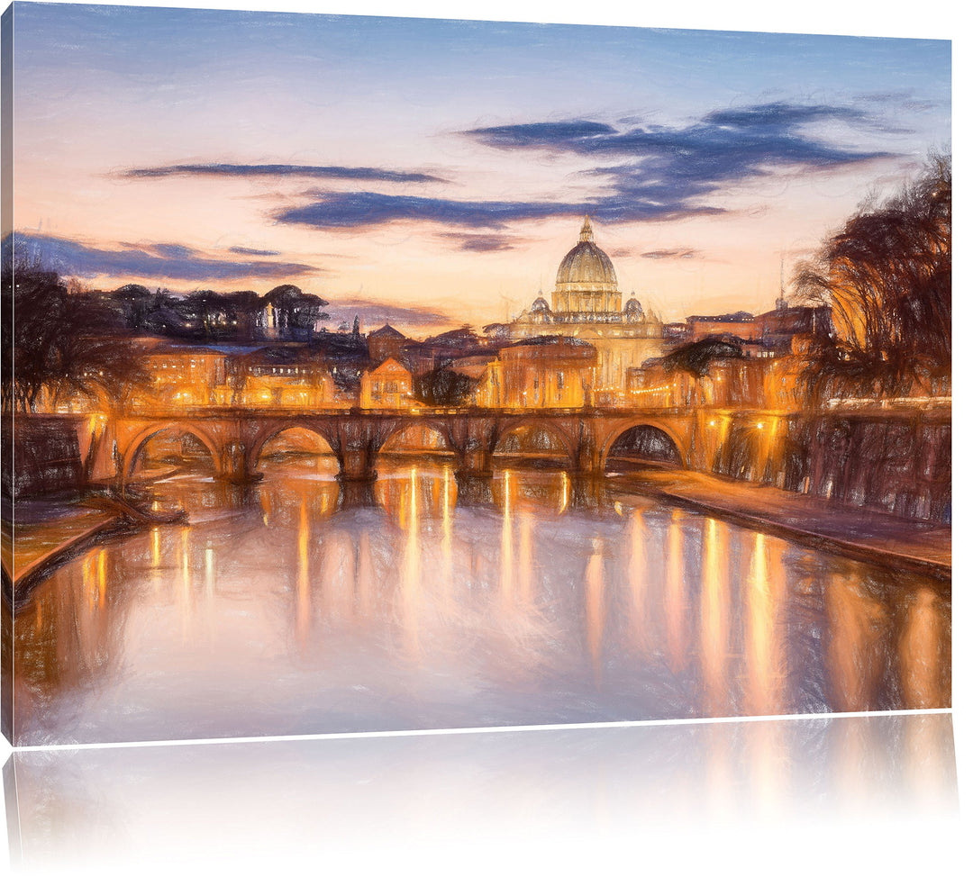 der Basilika St. Peter in Rom als Leinwandbild/Grösse: 100x70 cm/Wandbild/Kunstdruck/fertig bespannt
