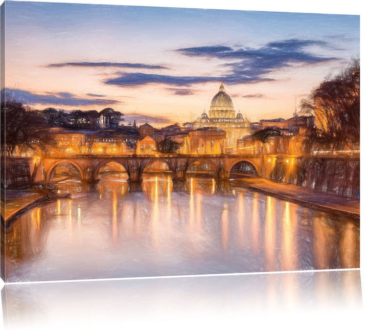 der Basilika St. Peter in Rom als Leinwandbild/Grösse: 100x70 cm/Wandbild/Kunstdruck/fertig bespannt