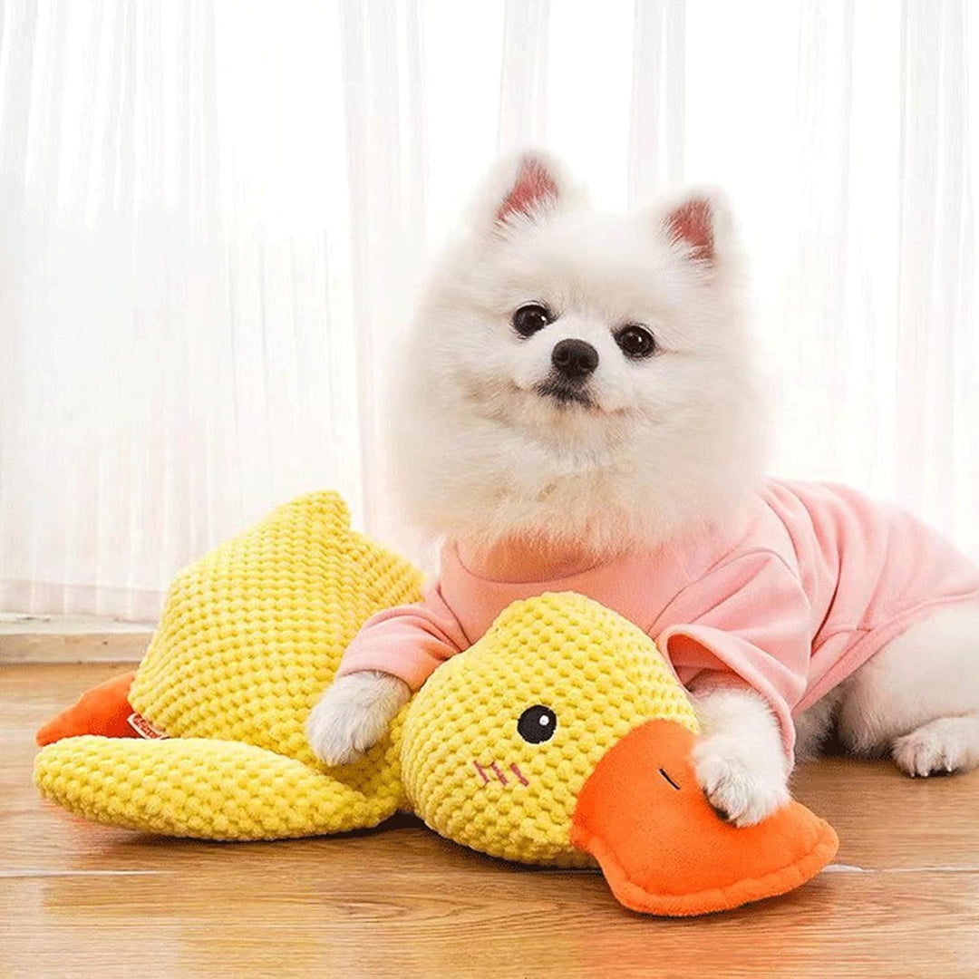 Interaktives Hundespielzeug Unzerstörbar, Anti Stress Ente Hund, Quietschspielzeug Hund Kuscheltier,