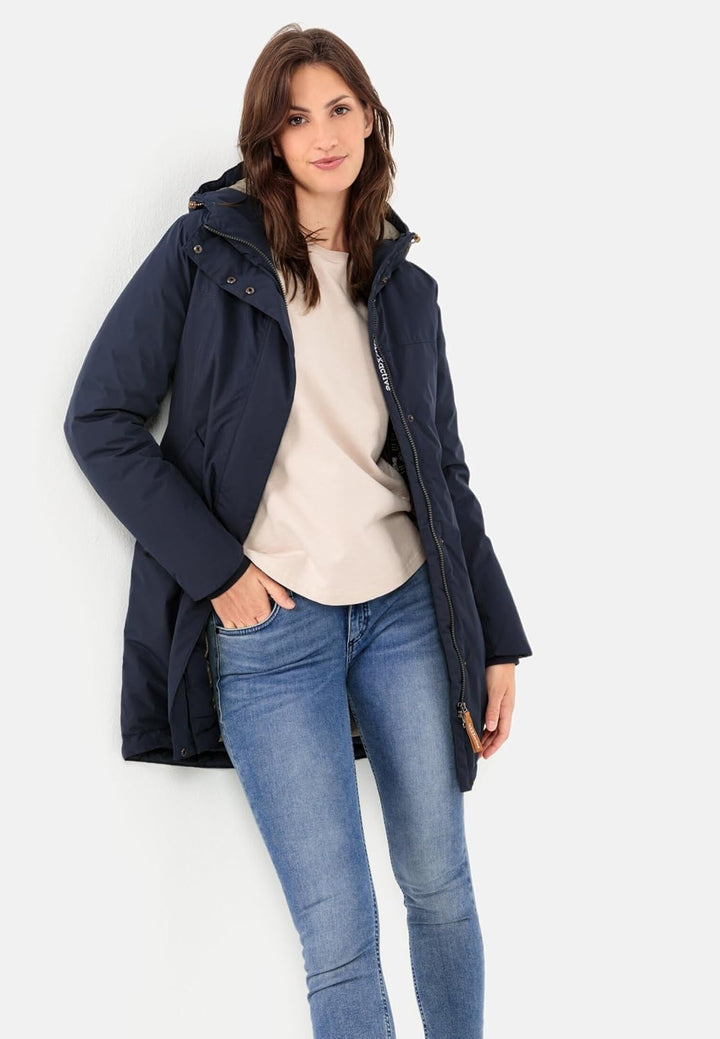camel active Damen teXXXactive® Funktionsmantel aus recyceltem Polyester 38 Dunkelblau, 38 Dunkelbla