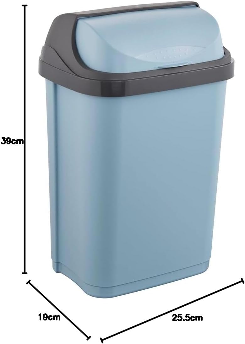 keeeper Abfallbehälter mit Rolldeckel, 10 l, 25,5 x 19 x 39 cm, Rasmus, Blau (Nordic Blue) Nordic Bl