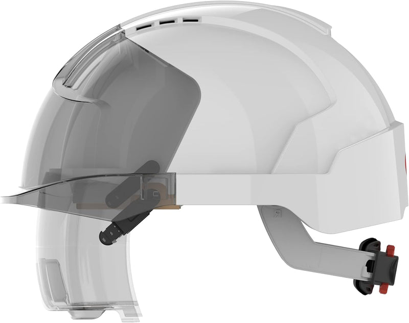 EVO® VISTAlens™ Safety Helmet with Integrated Safety Eyewear - White/Smoke (JSP AMB170-005-F00) One