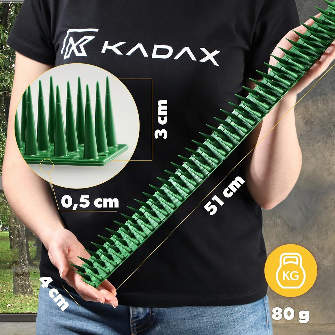 KADAX 12er Set Vogelabwehr Spikes, Kunststoff, 51x4x3,5 cm, 3-reihig, für Tauben, Katzen, Marder, Za