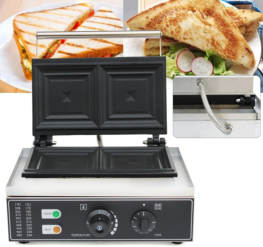 220V 1500W 2-Slice Kommerzielle Elektrische Sandwich Maschine Maker Sandwichmaker Sandwichtoaster An