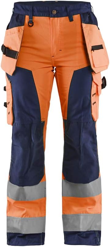 Blakläder Damen-Bundhose "High-Vis" mit Werkzeugtaschen Orange/Grün C42, Orange/Grün C42