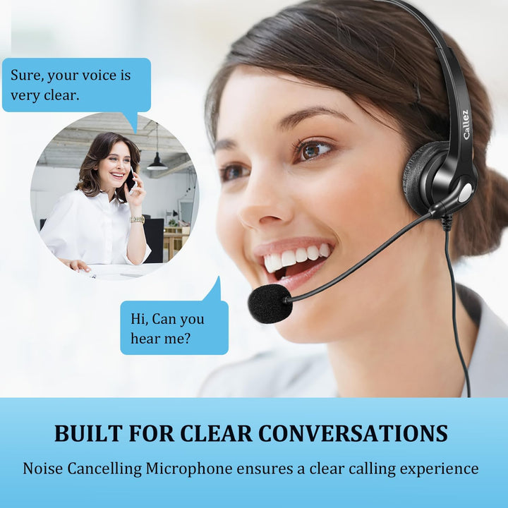 Callez 2,5mm Klinke Headset Telefon mit Mikrofon Noise Cancelling, Schnurlos Festnetz Kopfhörer für