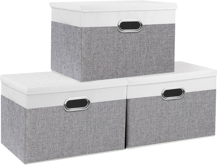 Yawinhe Aufbewahrungsbox mit Deckel, Faltbare Leinentuch Kleidung Ablagekorb, Waschbare, Stoffbox, f
