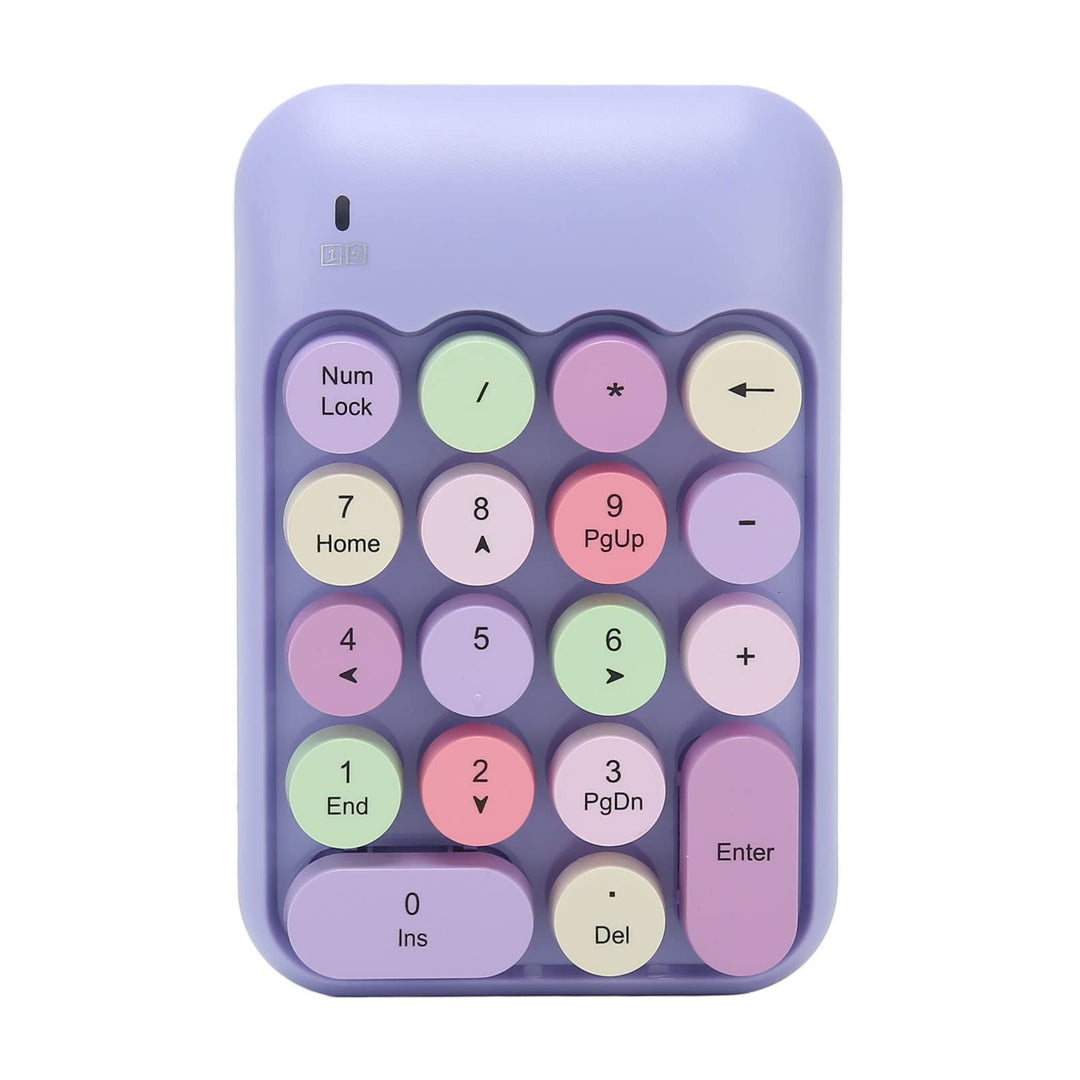 Ejoyous Drahtloses Zahlenpad, Ergonomic Retro 2.4GHz Numericastey, 18 Tasten Farbenfrohe Runde Tasta