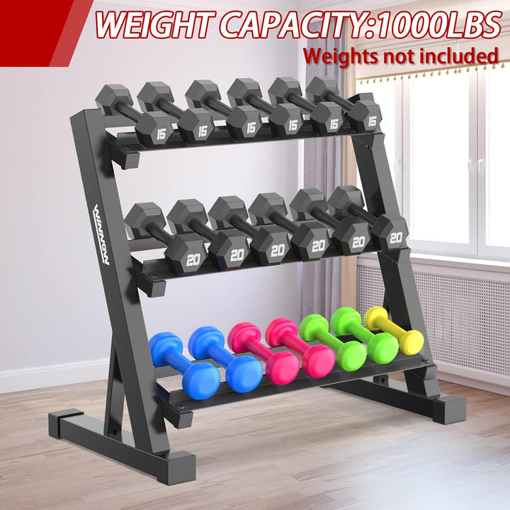WINNOW Hantelständer mit 3 Ebenen für Zuhause, Fitnessstudio, Hantelablage,