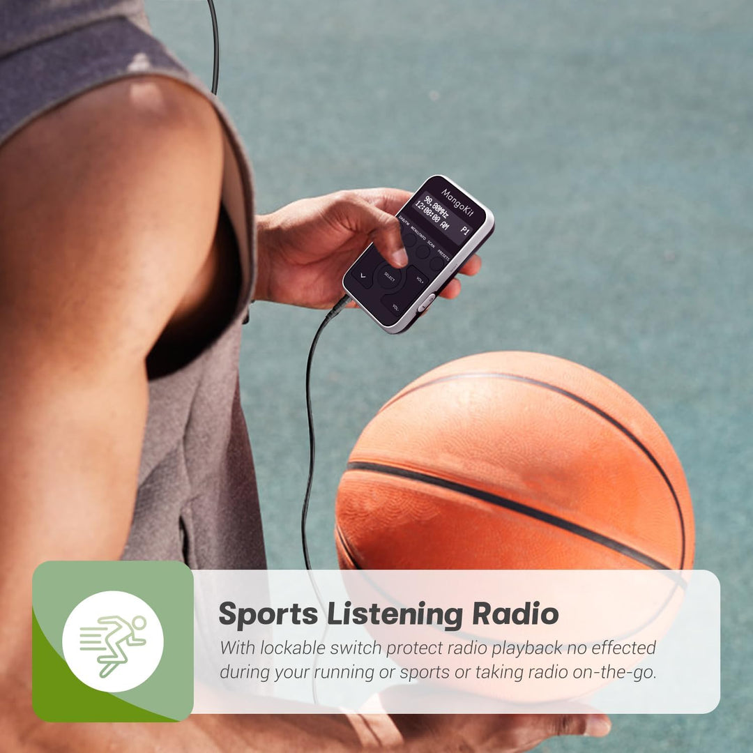 MangoKit MP1+Tragbares Taschen-DAB-Radio DAB/DAB+,persönliches FM-Radio mit Kopfhörern,Sport-DAB-Rad
