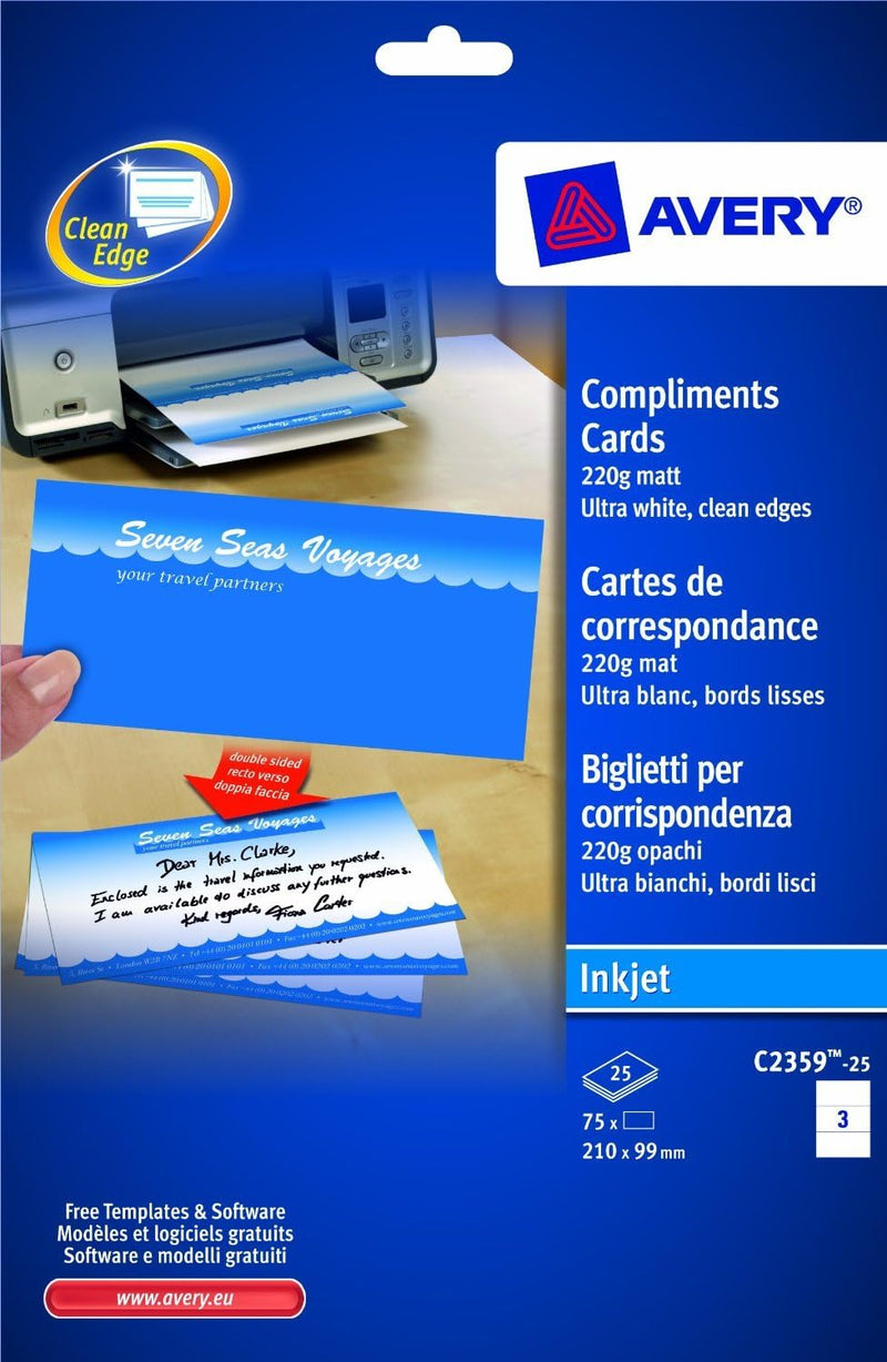 AVERY C2359-25.FR Quick und Clean Korrespondenz-Karten
