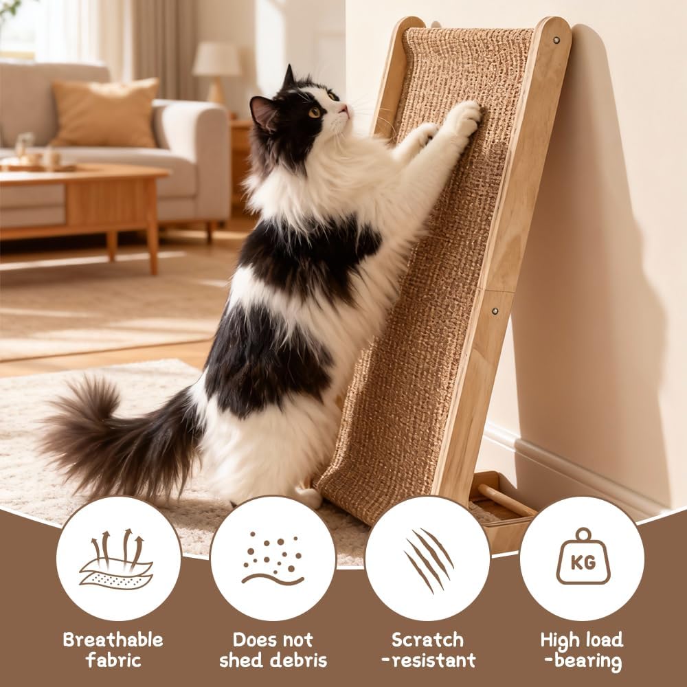 Kratzbrett Katze, 72 cm Hohe L-förmiger Kratzpappe für Katzen, Sisal Kratzbretter Katze, Verschleiss