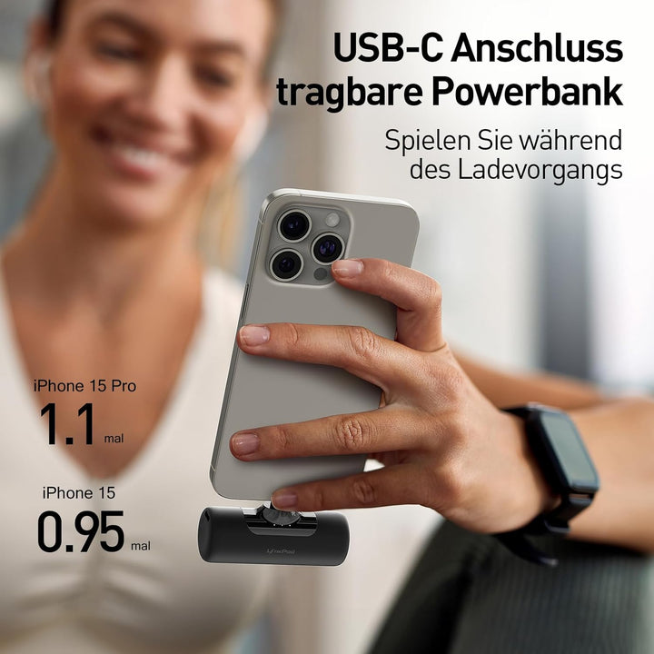 iWALK Mini Powerbank 4500mAh Tragbares Power Bank mit USB-C-Anschluss, externer Akku Kompatibel mit