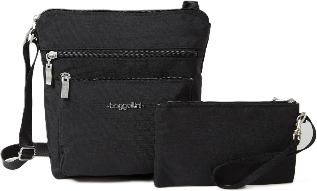 Baggallini Damen Pocket Crossbody Umhängetaschen Schwarz/Sand, Schwarz/Sand
