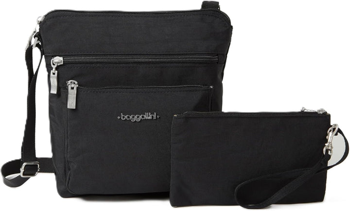 Baggallini Damen Pocket Crossbody Umhängetaschen Schwarz/Sand, Schwarz/Sand