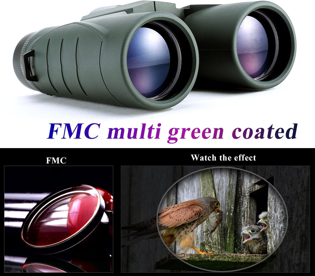 NOCOEX 10x42 Fernglas Erwachsene，Hochleistungs Vergrösserung Tragbar Ferngläser，Ideal für Vogelbeoba