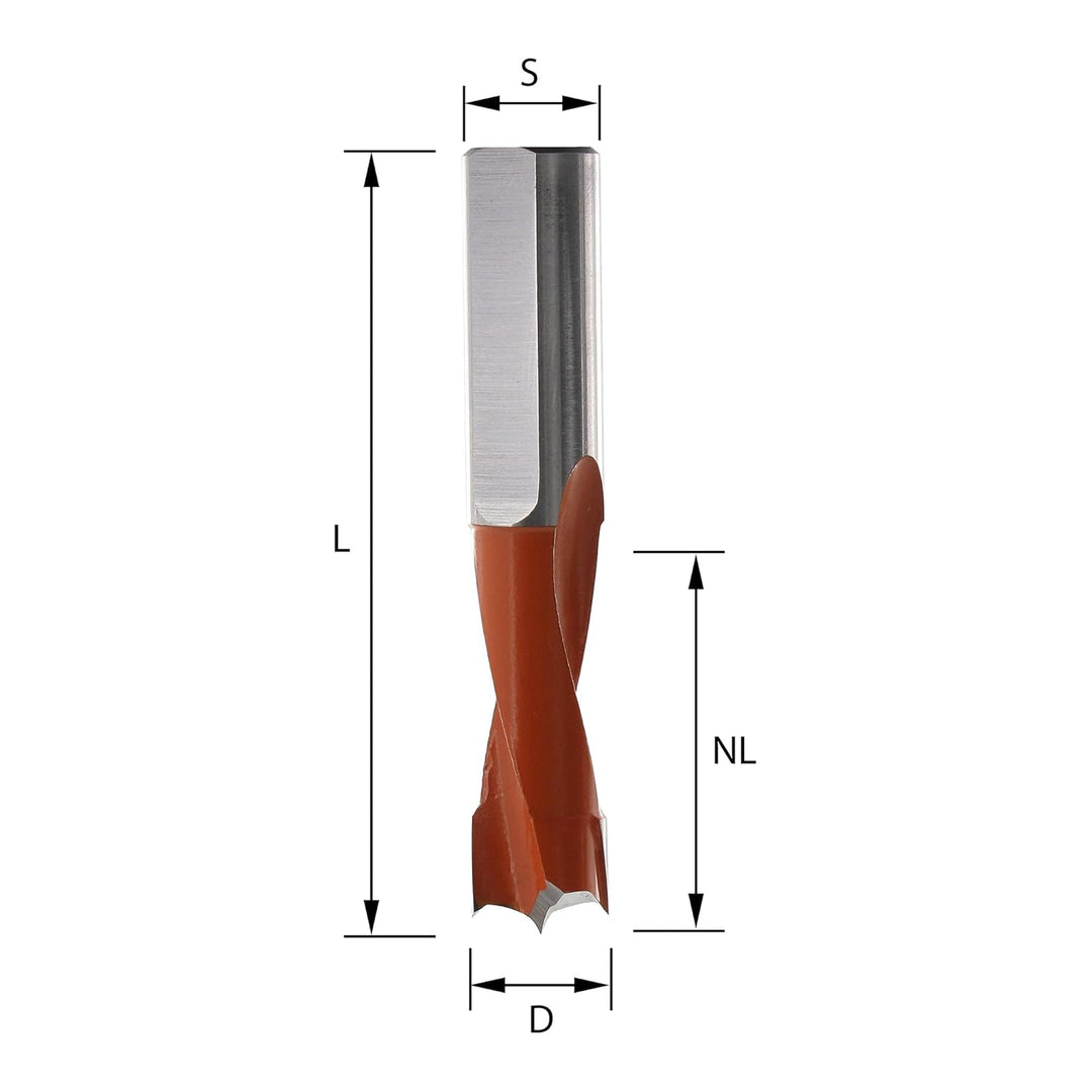 ENT 22161 Dübelbohrer HW, Schaft (S) 10 mm, Durchmesser (D) 5 mm, NL 27 mm, SL 27 mm, L 57,5 mm, Lin